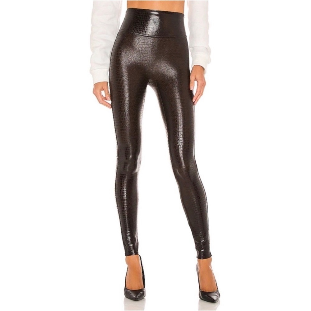 Spanx Faux Leather Croc Legging Brown size Small